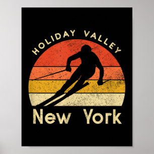 Vintage Ski Holiday Valley New York Mountain Poster