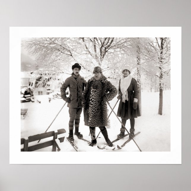 Vintage ski  image, Fashion on the piste Poster (Front)