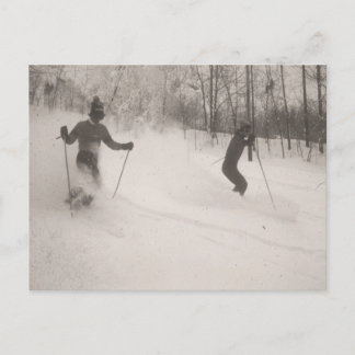 Vintage ski  image, Great powder! Postcard