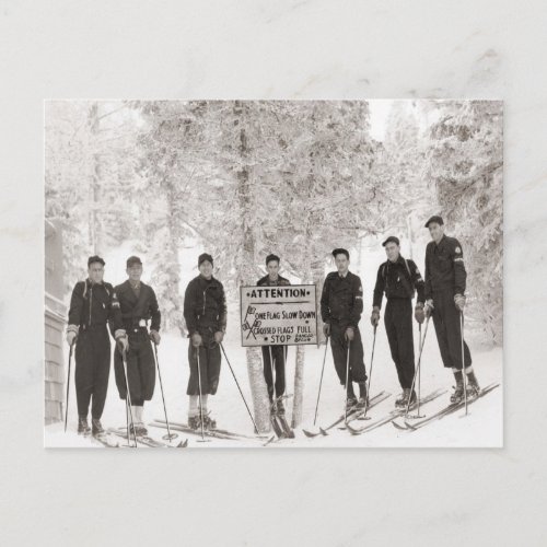 Vintage ski  image  Group photo Postcard