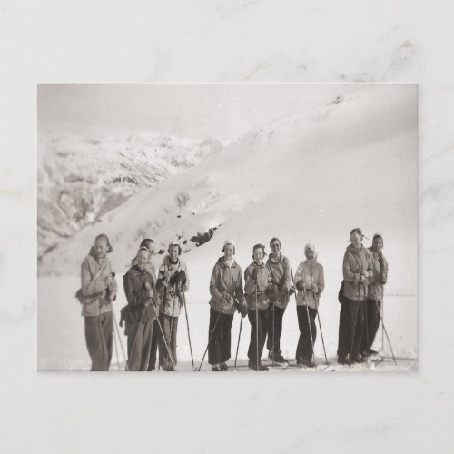 Vintage ski  image Ladies ski outing Postcard