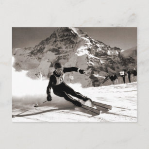 Vintage ski  image, Lauberhorn race Postcard