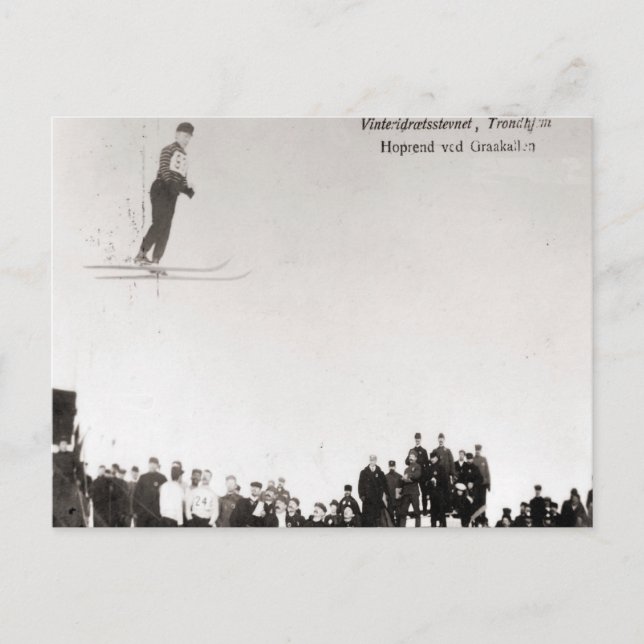 Vintage ski  image,  Norwegian event Postcard (Front)