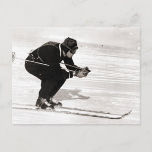 Vintage ski  image, Race for the finish Postcard