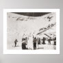 Vintage ski  image, Skiers on the piste Poster