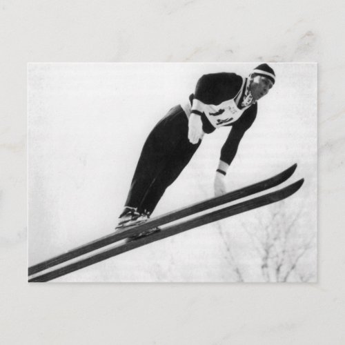 Vintage ski  image  Taking off Postcard