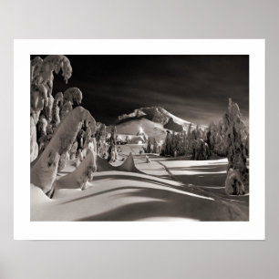 Vintage ski image, Towards the winter village Poster