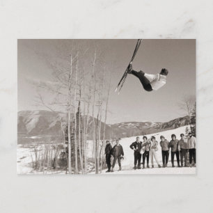 Vintage ski  image, Tricks on skis Postcard