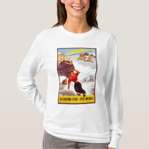 Vintage ski Limone Piemonte Italian travel poster T-Shirt