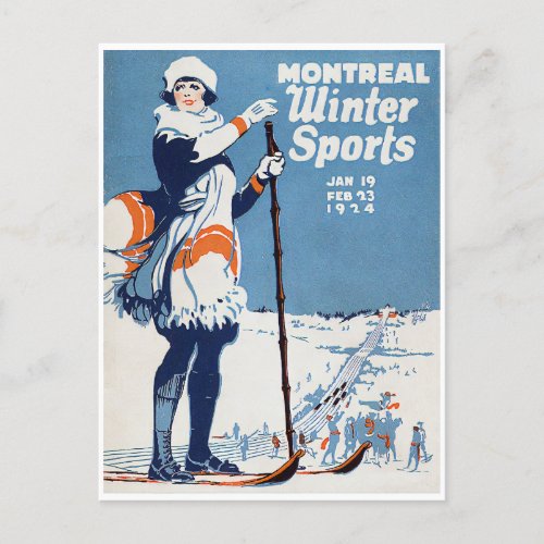 Vintage Ski Montreal Canada Winter Sports Postcard