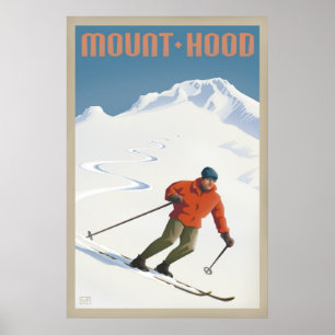 Vintage Ski Mount Hood retro travel poster