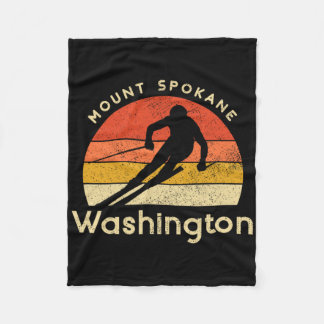 Vintage Ski Mount Spokane Washington Mountain Fleece Blanket