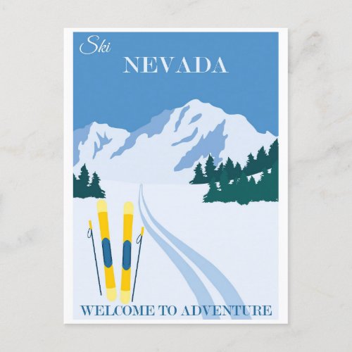Vintage Ski Nevada Mountains Travel Postcard