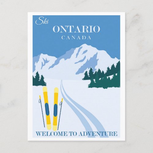 Vintage Ski Ontario Canada Postcard