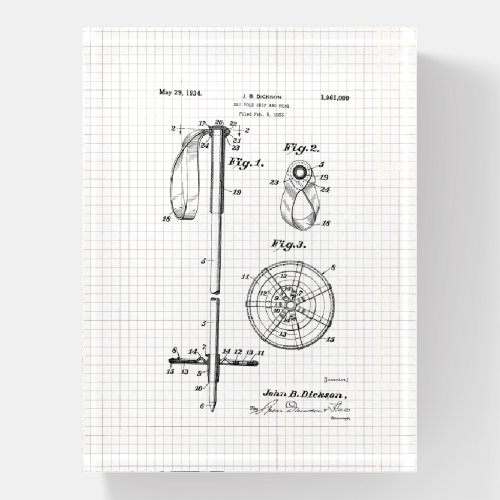 Vintage Ski Pole Patent Paperweight