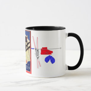 Vintage Ski Poster, Adelboden Switzerland Mug