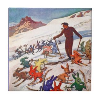 Vintage Ski Poster, Arlberg, St Anton Ceramic Tile