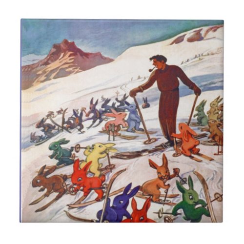 Vintage Ski Poster Arlberg St Anton Ceramic Tile