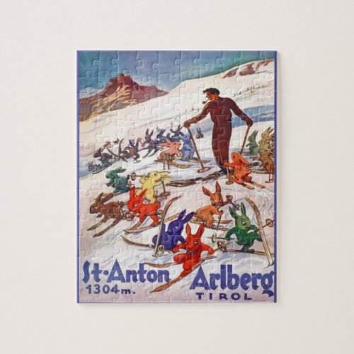 Vintage Ski Poster Arlberg St Anton Jigsaw Puzzle