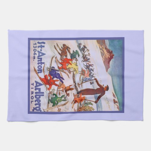 Vintage Ski Poster Arlberg St Anton Towel