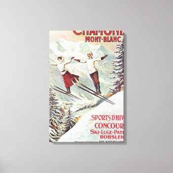 Vintage Ski Poster  Chamonix Mont Blanc Canvas Print by Franceimages at Zazzle