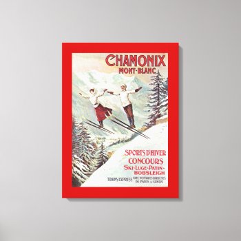 Vintage Ski Poster  Chamonix Mont Blanc Canvas Print by Franceimages at Zazzle