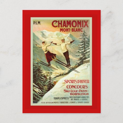 Vintage Ski Poster Chamonix Mt Blanc Postcard