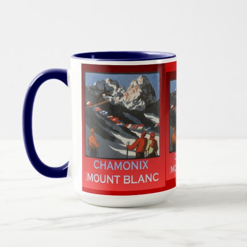 Vintage Ski Poster France Chamonix Mt Blanc Mug