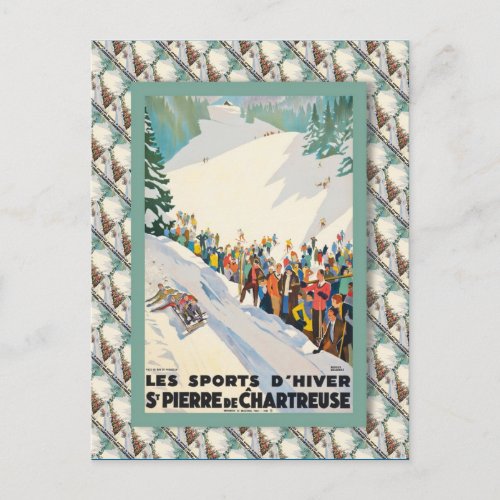 Vintage Ski Poster FranceSt Pierre de Chartreuse Postcard