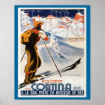 Vintage Ski Poster, Italy, Dolomites Cortina Poster at Zazzle