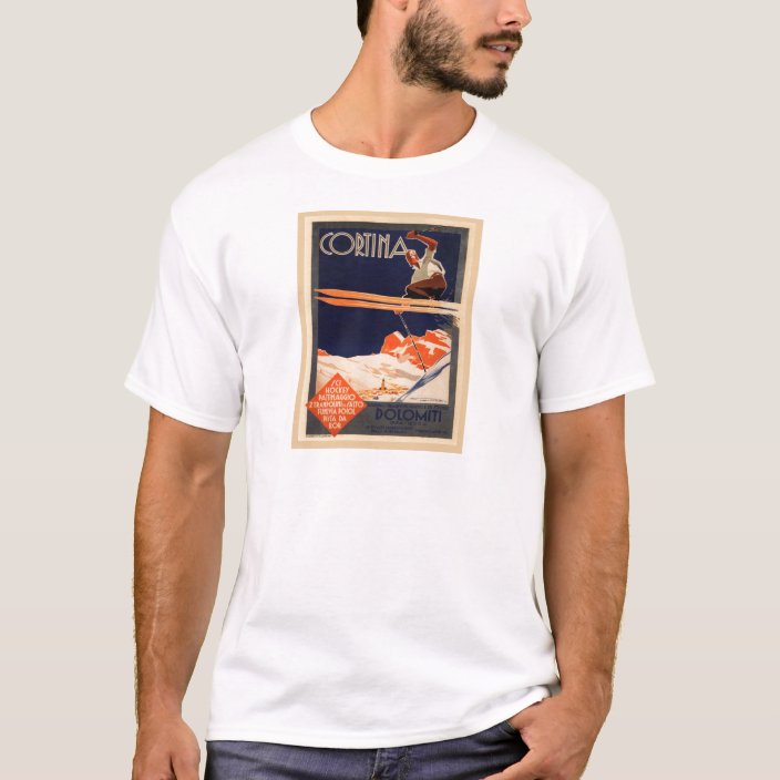 vintage ski poster italy dolomites cortina t shirt zazzle com