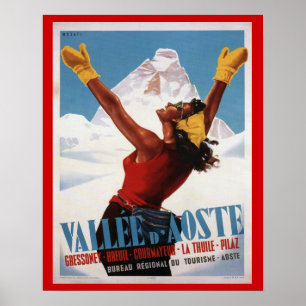 Vintage Ski Poster, Italy, Val d'Aosta Poster