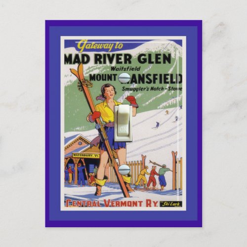 Vintage Ski Poster Mad River Glen Postcard