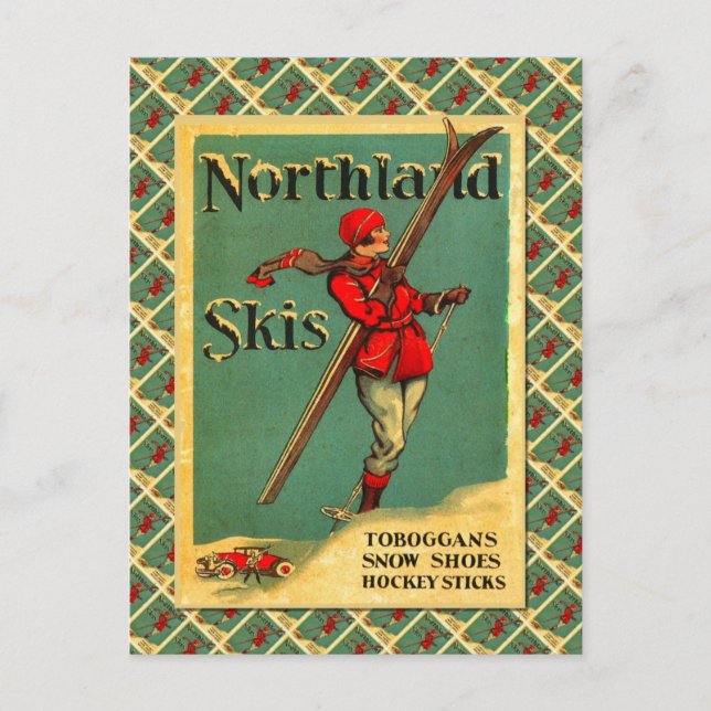 Vintage Ski Poster,  Northland Skis Postcard (Front)