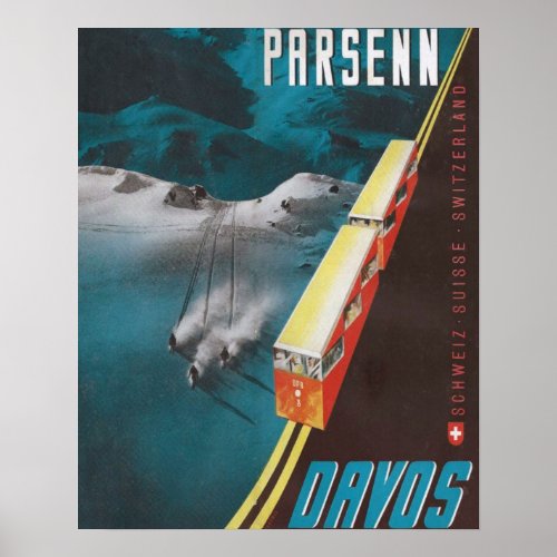 Vintage Ski poster  Parsenn Davos Poster