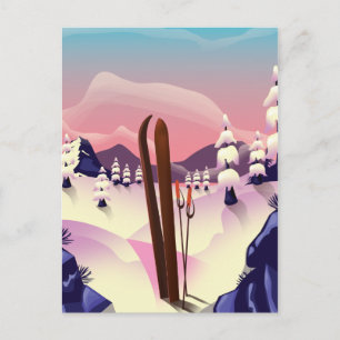 Vintage Ski poster Postcard