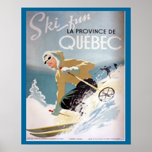 Vintage Ski Poster  Quebec for winter sports Poster
