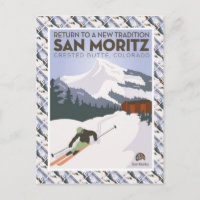Vintage Ski Poster, San Moritz Crested Butte,
