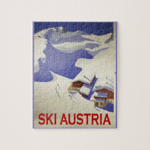 Vintage Ski Poster, Ski Austria Jigsaw Puzzle