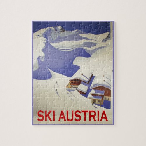 Vintage Ski Poster Ski Austria Jigsaw Puzzle