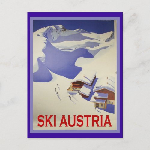 Vintage Ski Poster Ski Austria Postcard