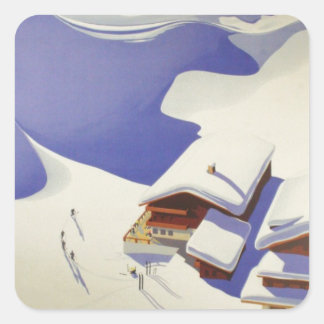 Vintage Ski Poster, Ski Austria Square Sticker