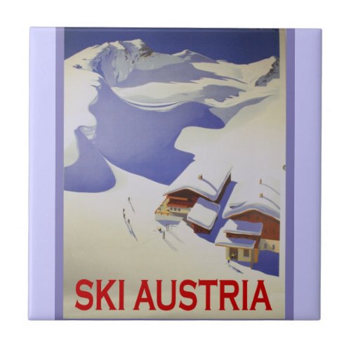 Vintage Ski Poster Ski Austria Tile