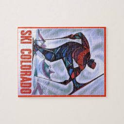 Vintage ski poster, Ski Colorado Jigsaw Puzzle | Zazzle