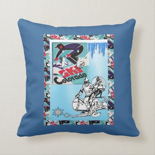 Vintage Ski Poster Ski Colorado Throw Pillow Zazzle Com