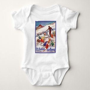 Vintage ski poster, St Anton, Arlberg, Tirol Baby Bodysuit