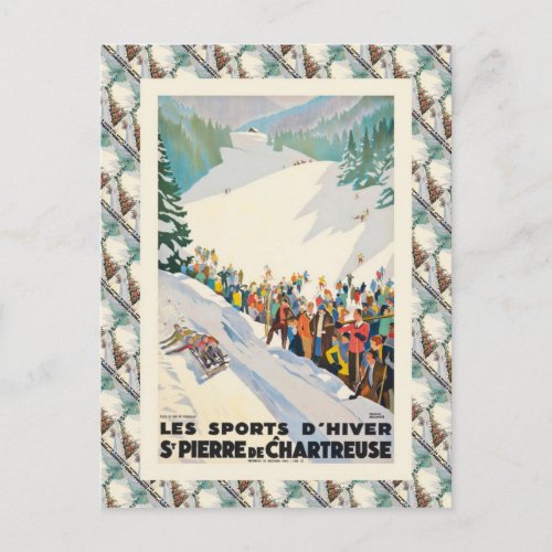 Vintage Ski Poster  St Pierre de Chartreuse Postcard