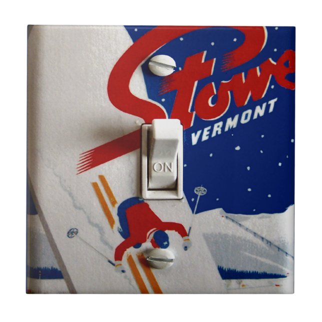 Vintage ski poster,   Stowe, Vermont Ceramic Tile (Front)