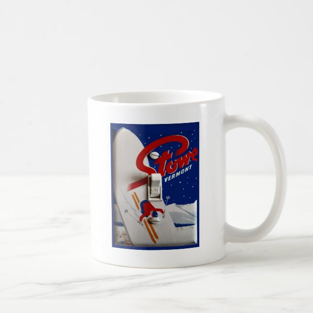 Vintage ski poster,   Stowe, Vermont Coffee Mug (Right)