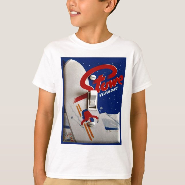 Vintage ski poster,   Stowe, Vermont T-Shirt (Front)